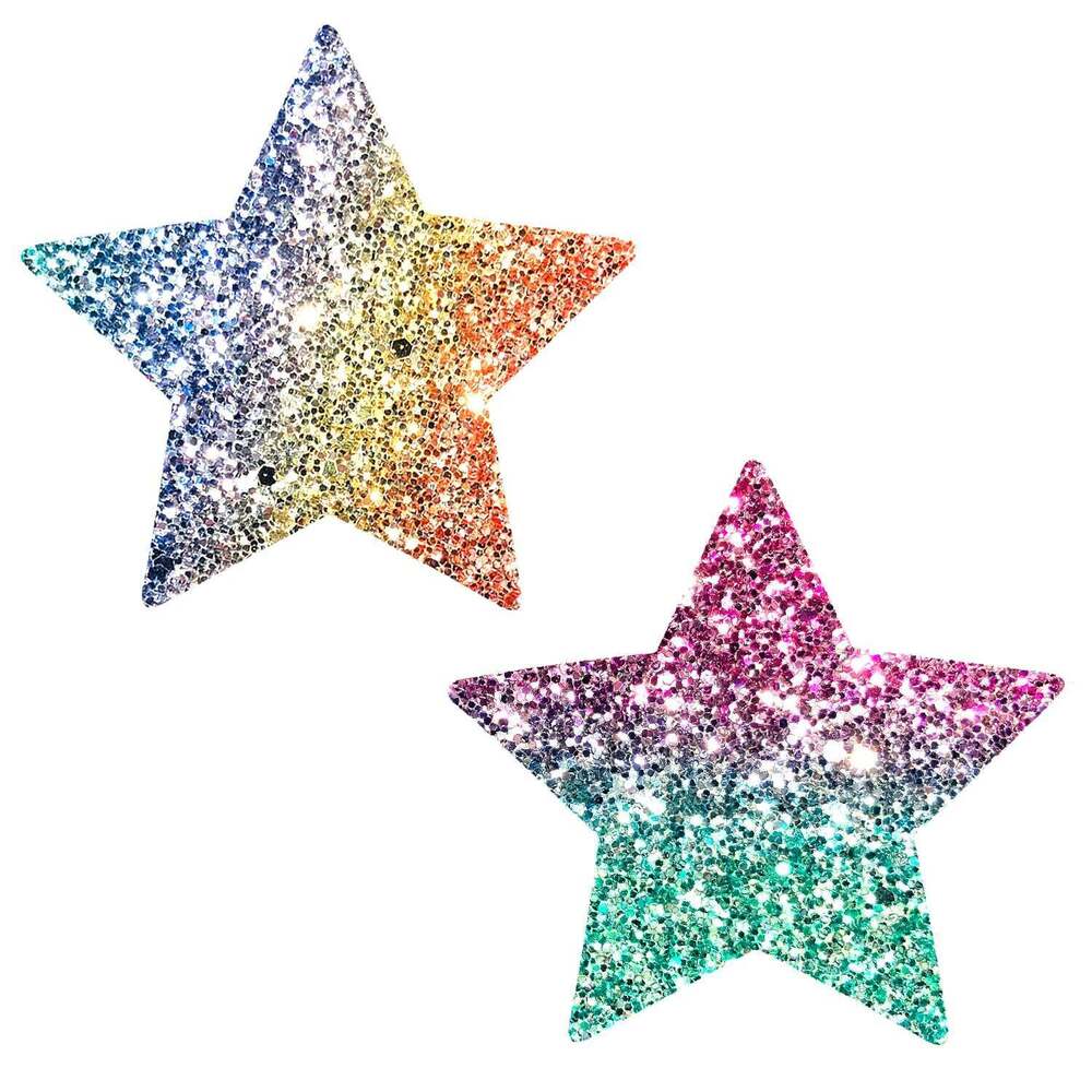 Neva Nude - Super Sparkle Rock Kandi Rainbow Glitter Starry Nights Pasties